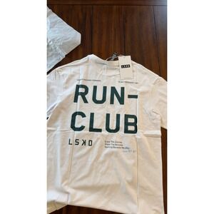 LSKD Run Club White Cotton Oversized Fit Men's T Shirt